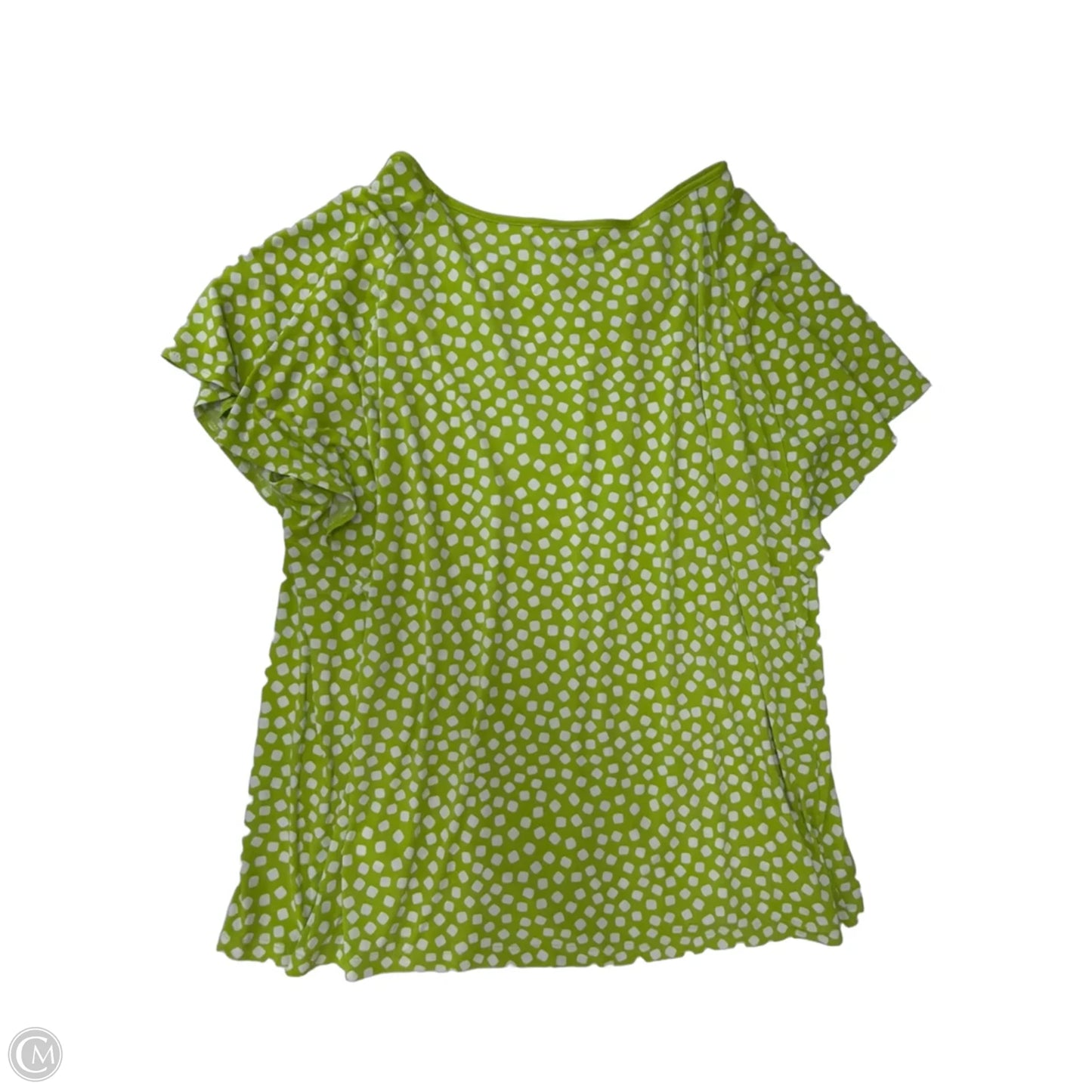 Top Short Sleeve By Susan Graver In Green & White, Size: 3x