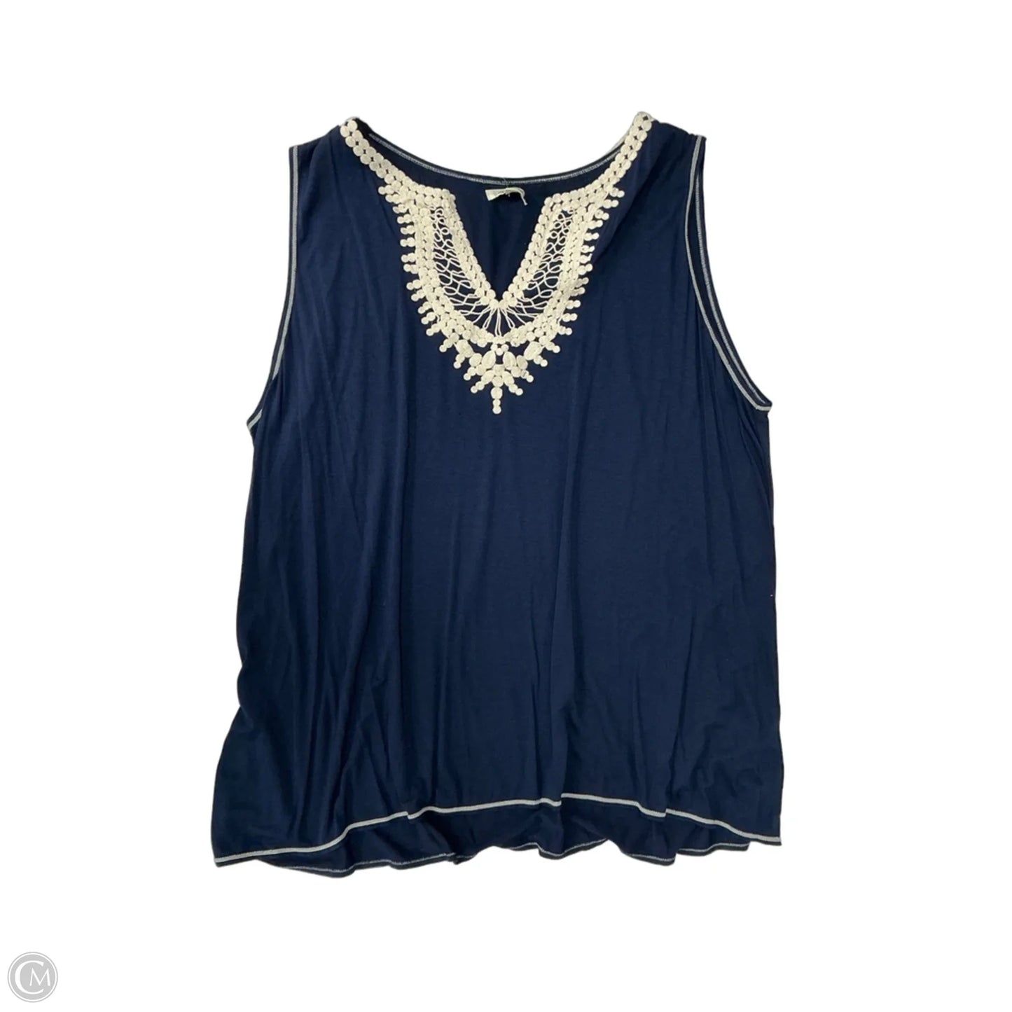 Tank Top By Max Studio In Blue & Cream, Size: 3x