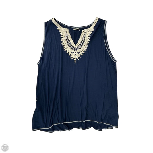 Tank Top By Max Studio In Blue & Cream, Size: 3x