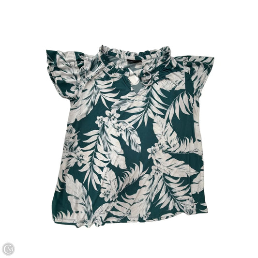 Top Short Sleeve By Lane Bryant In Green & White, Size: 1x
