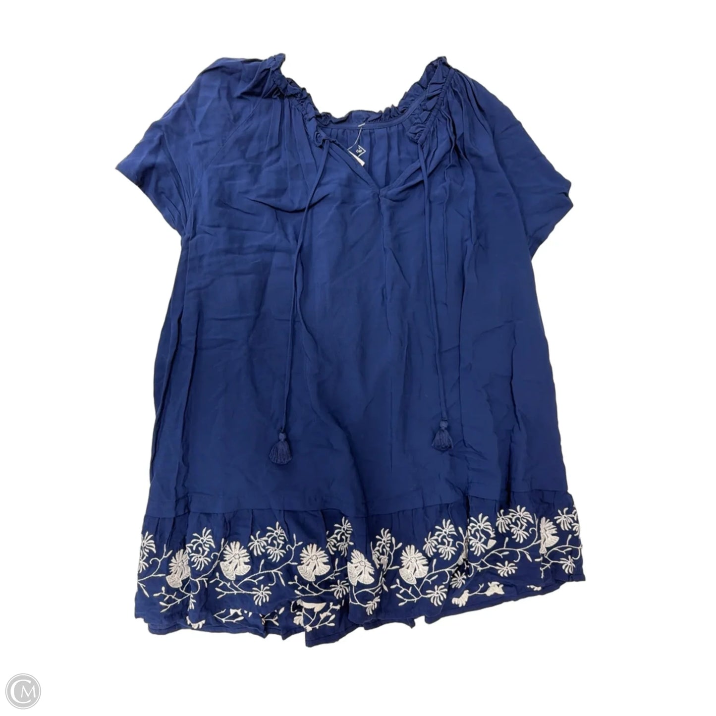 Top Short Sleeve By St Johns Bay In Blue & White, Size: 1x