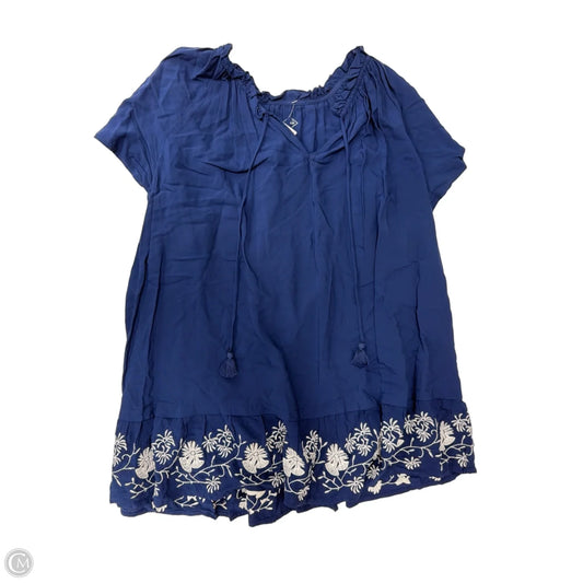 Top Short Sleeve By St Johns Bay In Blue & White, Size: 1x