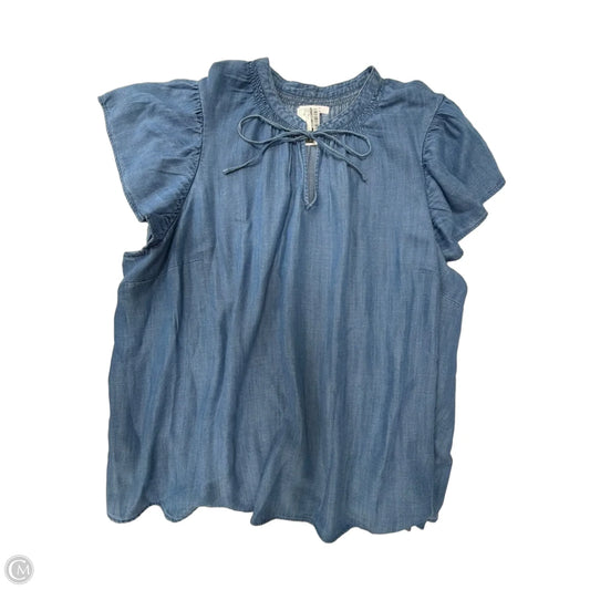 Top Short Sleeve By Lc Lauren Conrad In Blue Denim, Size: 3x