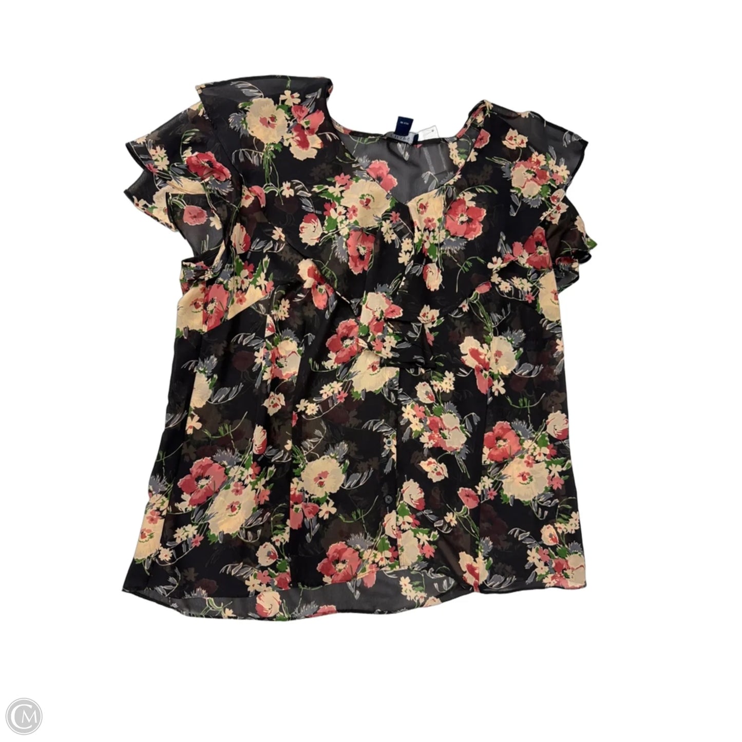 Top Short Sleeve By Chaps In Floral Print, Size: 1x