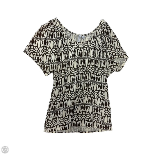 Top Short Sleeve By Relativity In Brown & Cream, Size: Xl