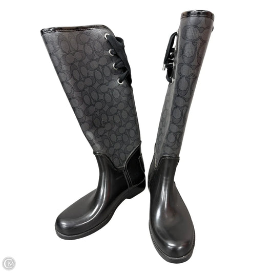 Boots Designer By Coach In Black & Grey, Size: 7