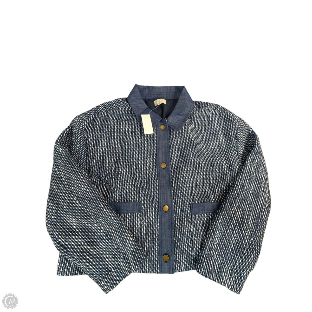 Jacket Denim By Loft In Blue & White, Size: Xl