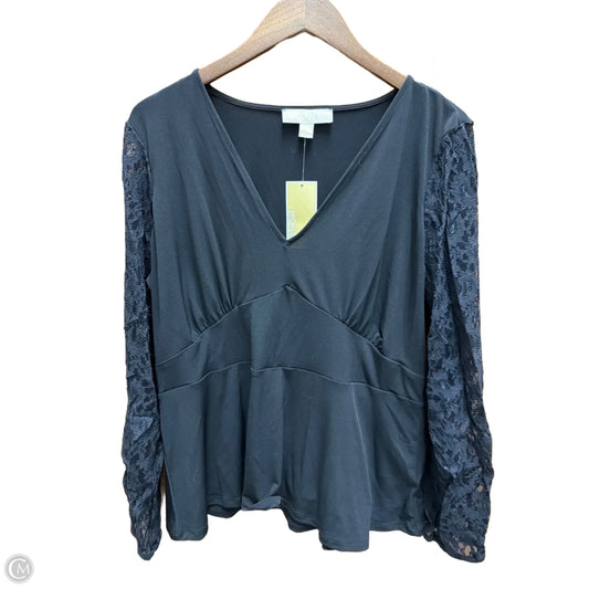 Top Long Sleeve By Michael By Michael Kors In Black, Size: Xl
