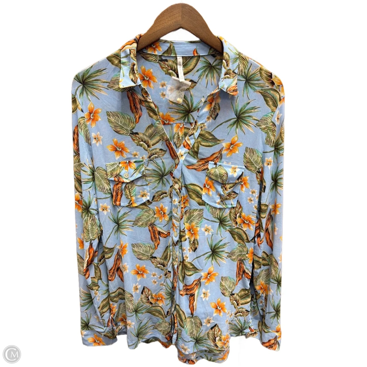 dna couture Top Long Sleeve By Clothes Mentor In Tropical Print, Size: 3x