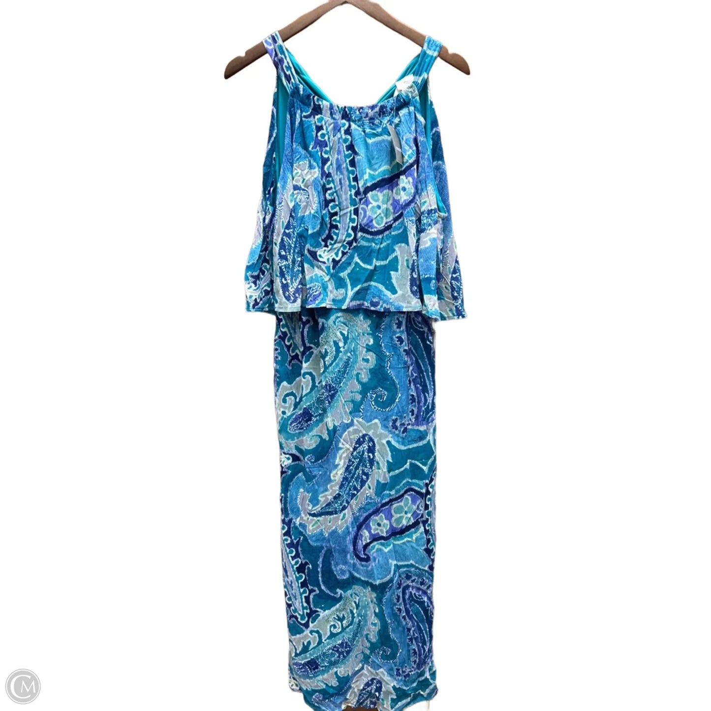 Dress Casual Maxi By Chicos In Blue & Green, Size: Xl