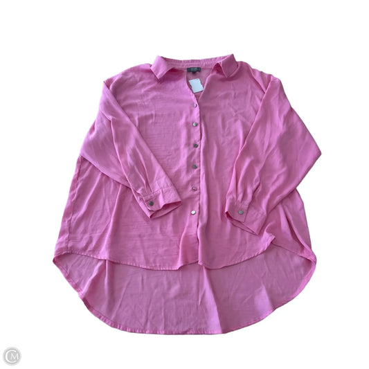 Top Long Sleeve By Ninety Woman In Pink, Size: 1x