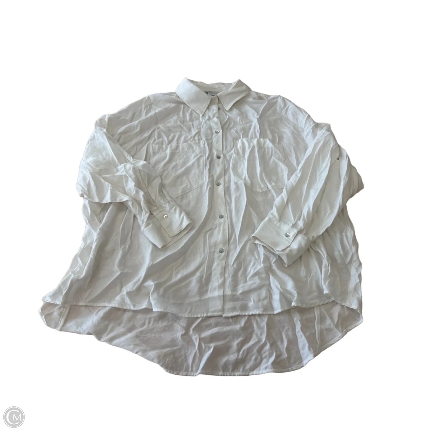 Top Long Sleeve By Zara In White, Size: Xl