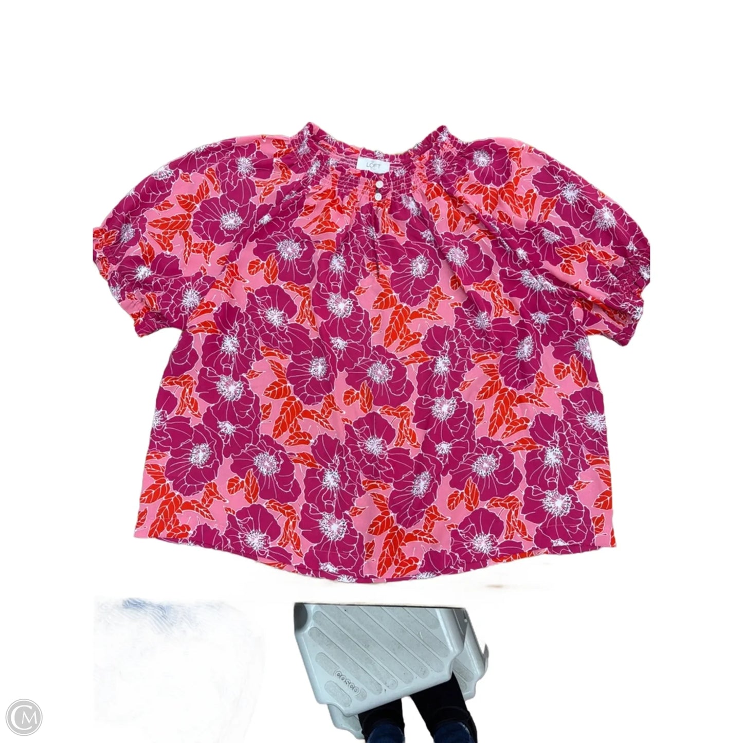 Top Short Sleeve By Loft In Pink, Size: Xl