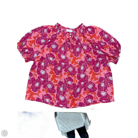 Top Short Sleeve By Loft In Pink, Size: Xl