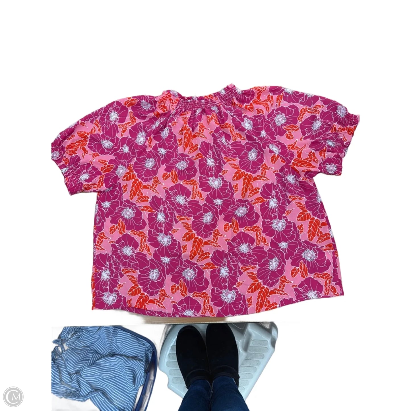 Top Short Sleeve By Loft In Pink, Size: Xl