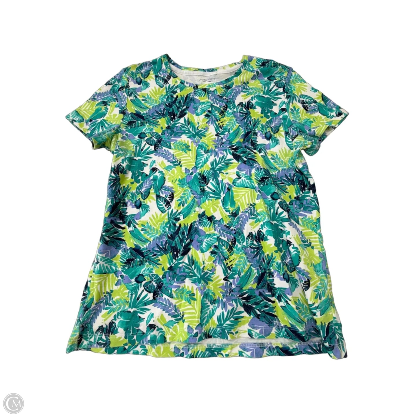 Top Short Sleeve Basic By Laura Scott In Tropical Print, Size: M