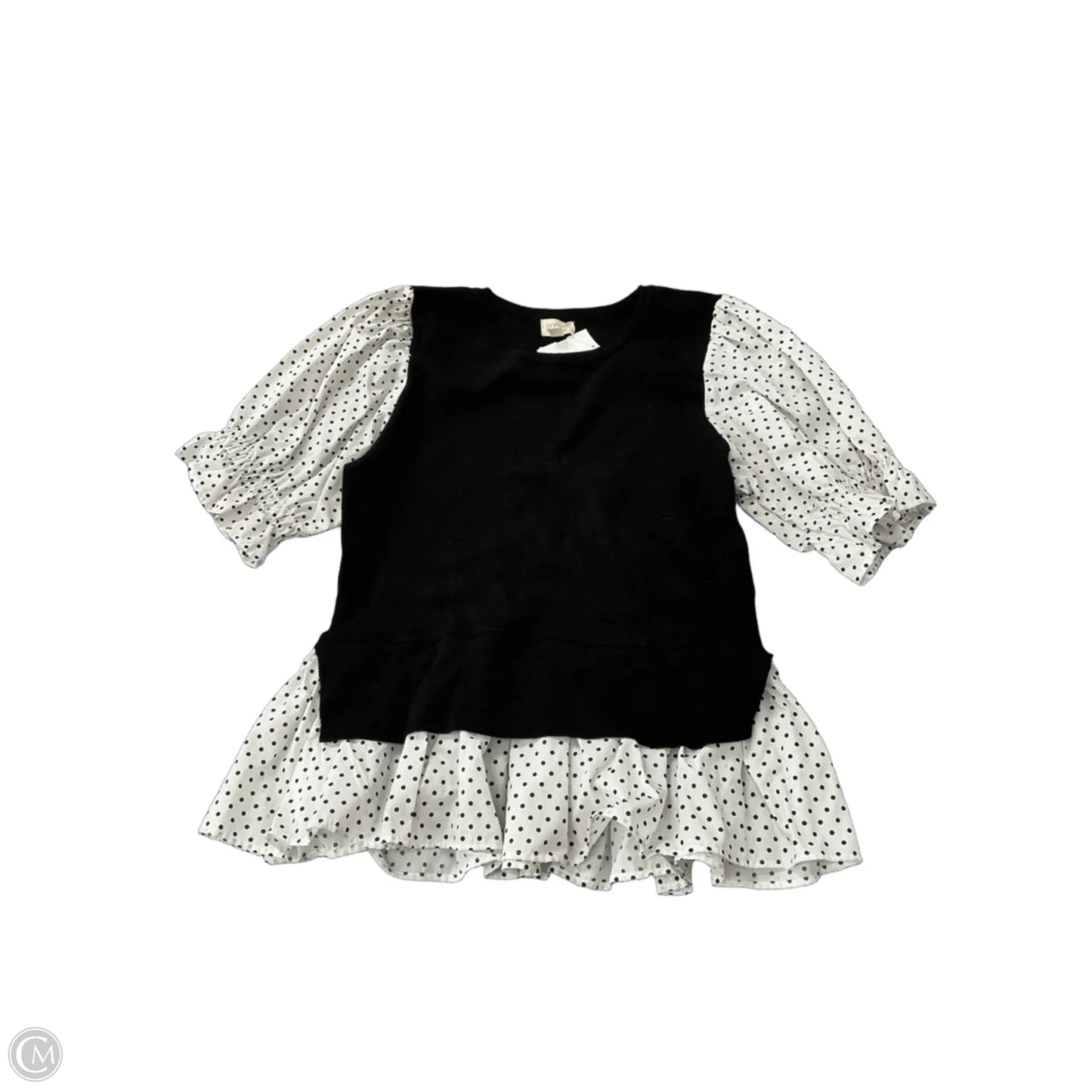 Top Short Sleeve By Greige In Black & White, Size: S