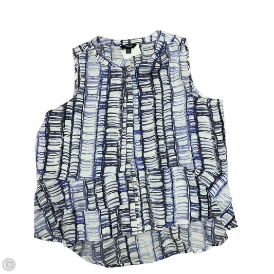 Top Sleeveless By Simply Vera In Blue & White, Size: 1x