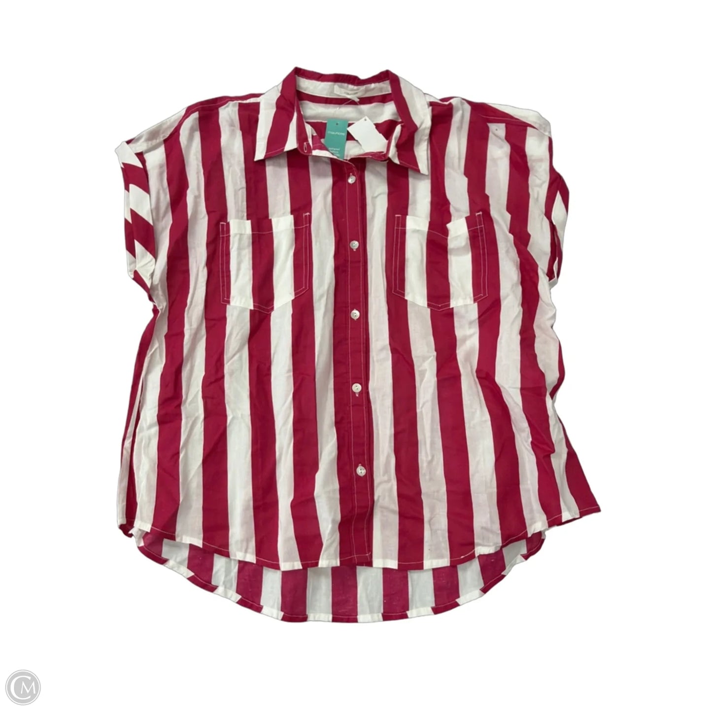Top Short Sleeve By Maurices In Striped Pattern, Size: 1x