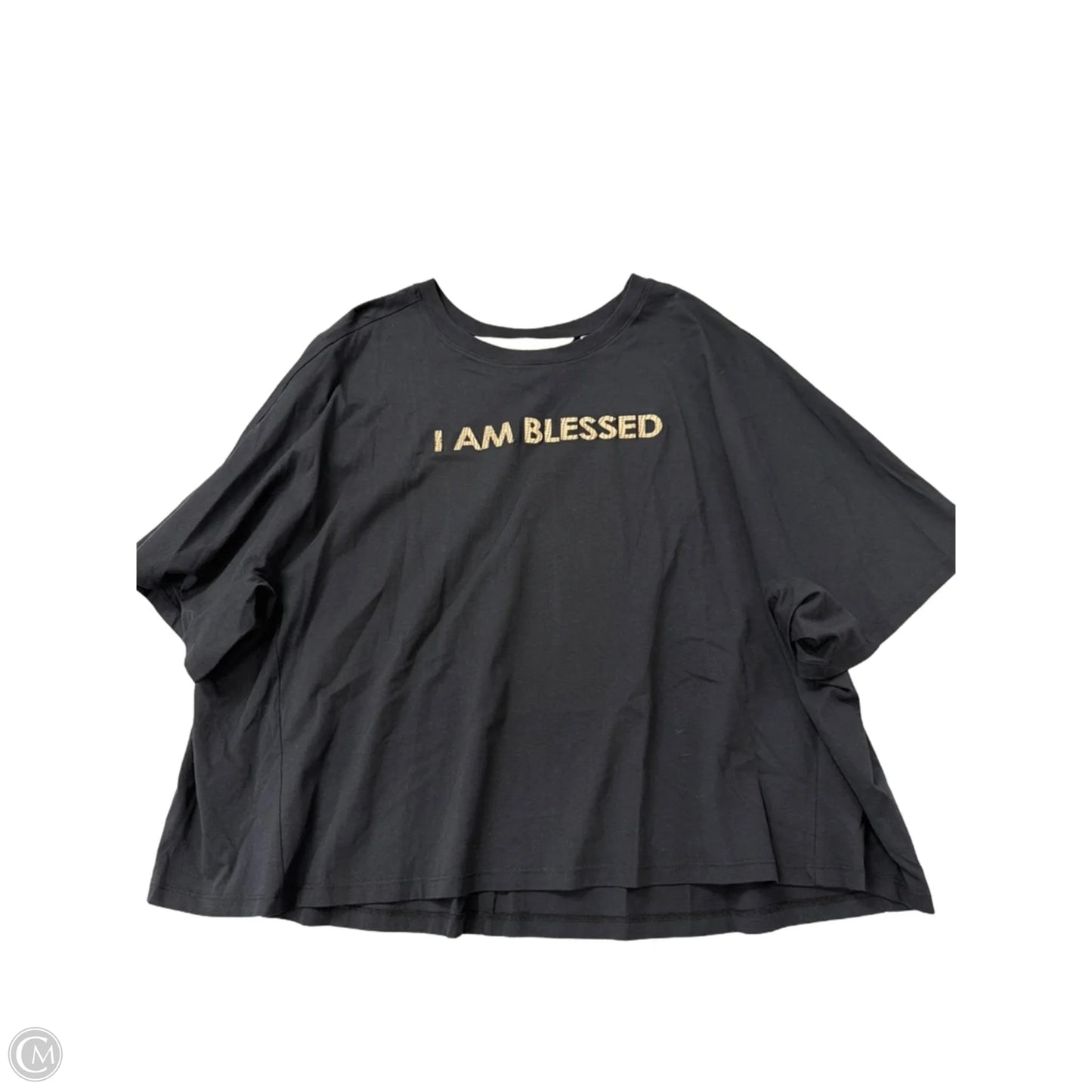 Top Short Sleeve By Peace Love World In Black, Size: 1x