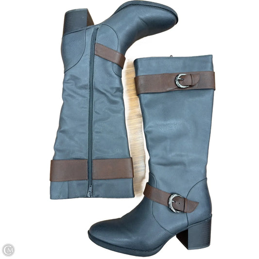 Boots Knee Heels By Natural Soul In Grey, Size: 9.5