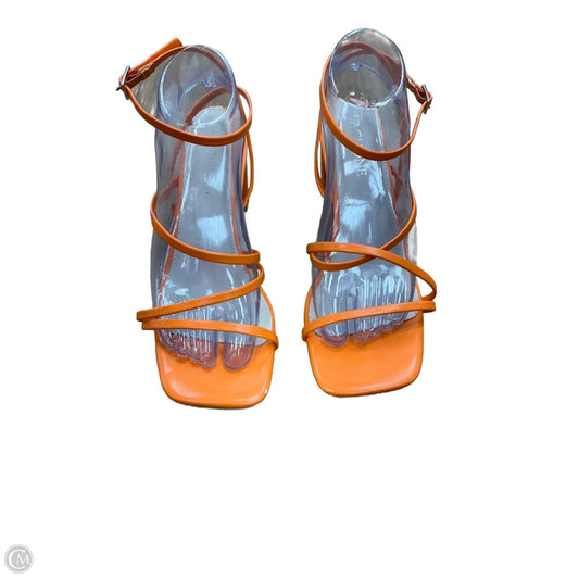 Sandals Heels Block By Clothes Mentor In Orange, Size: 9
