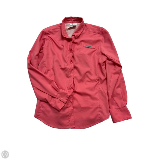 Athletic Top Long Sleeve Collar By Columbia In Pink, Size: M