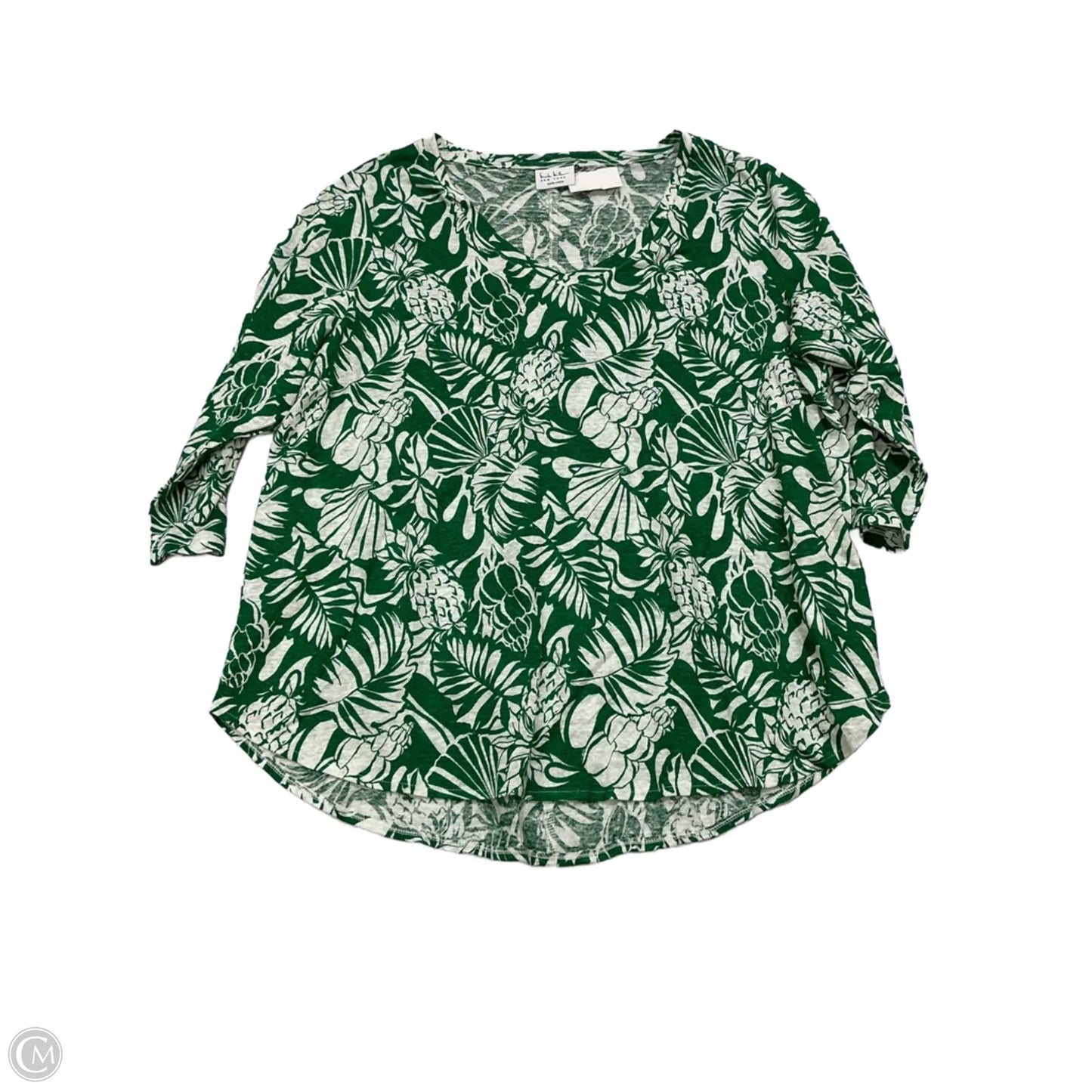 Top 3/4 Sleeve By Nicole Miller In Tropical Print, Size: 1x