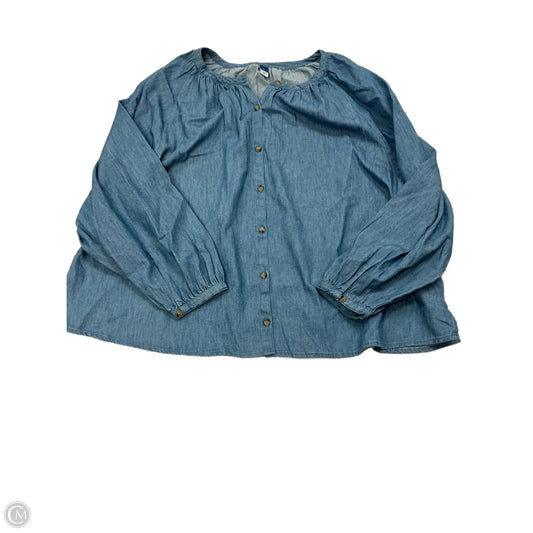 Top Long Sleeve By Old Navy In Blue Denim, Size: Xl