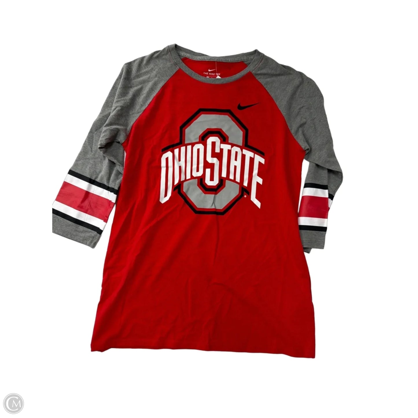 Top 3/4 Sleeve By Nike Apparel In Grey & Red, Size: M