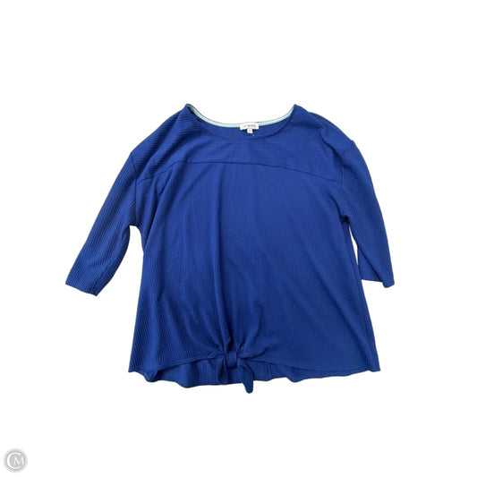 Top 3/4 Sleeve By Set The Stage In Blue, Size: 2x