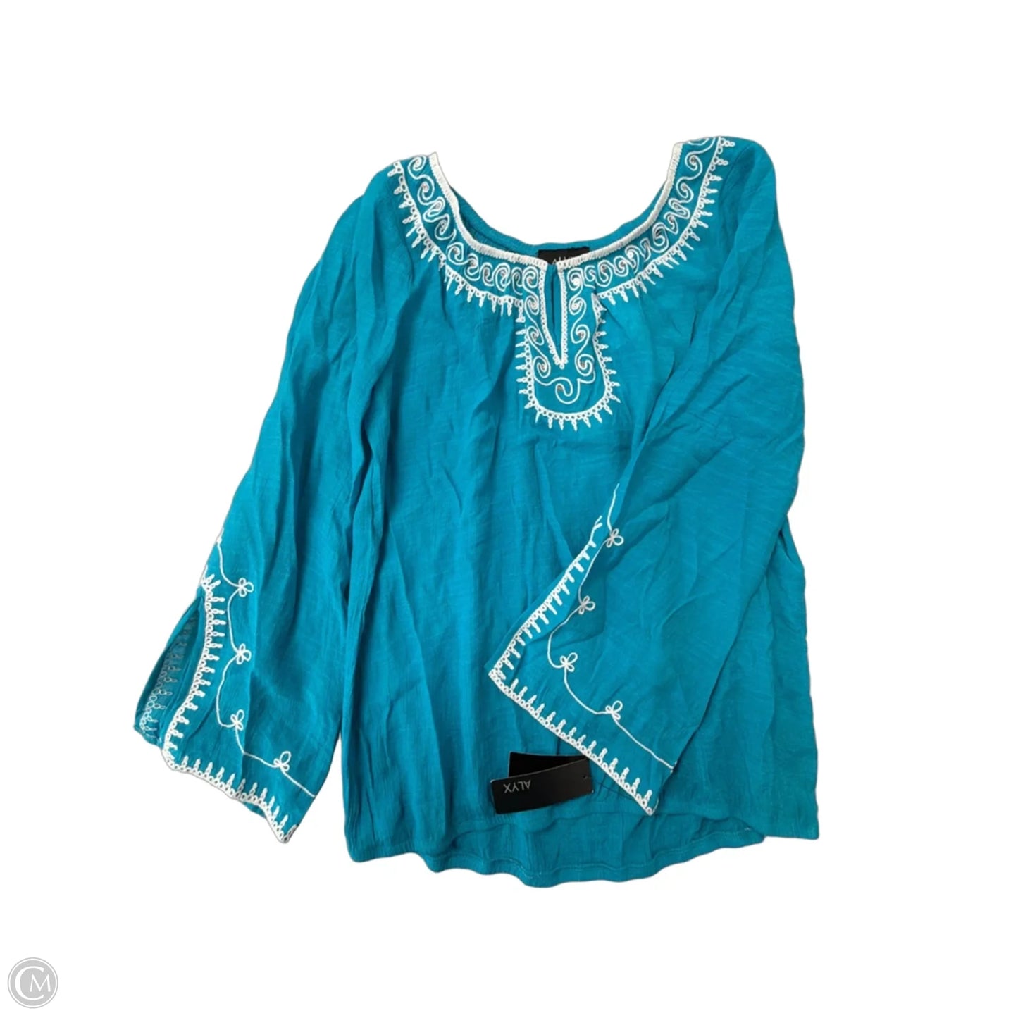 Top Long Sleeve By Alyx In Blue & White, Size: S