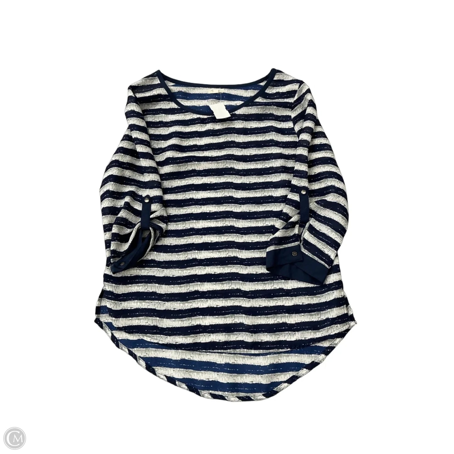 Top 3/4 Sleeve By Antilia Femme In Striped Pattern, Size: L