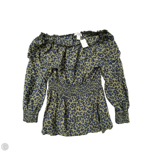 Top Long Sleeve By Lascana In Blue & Green, Size: Xs