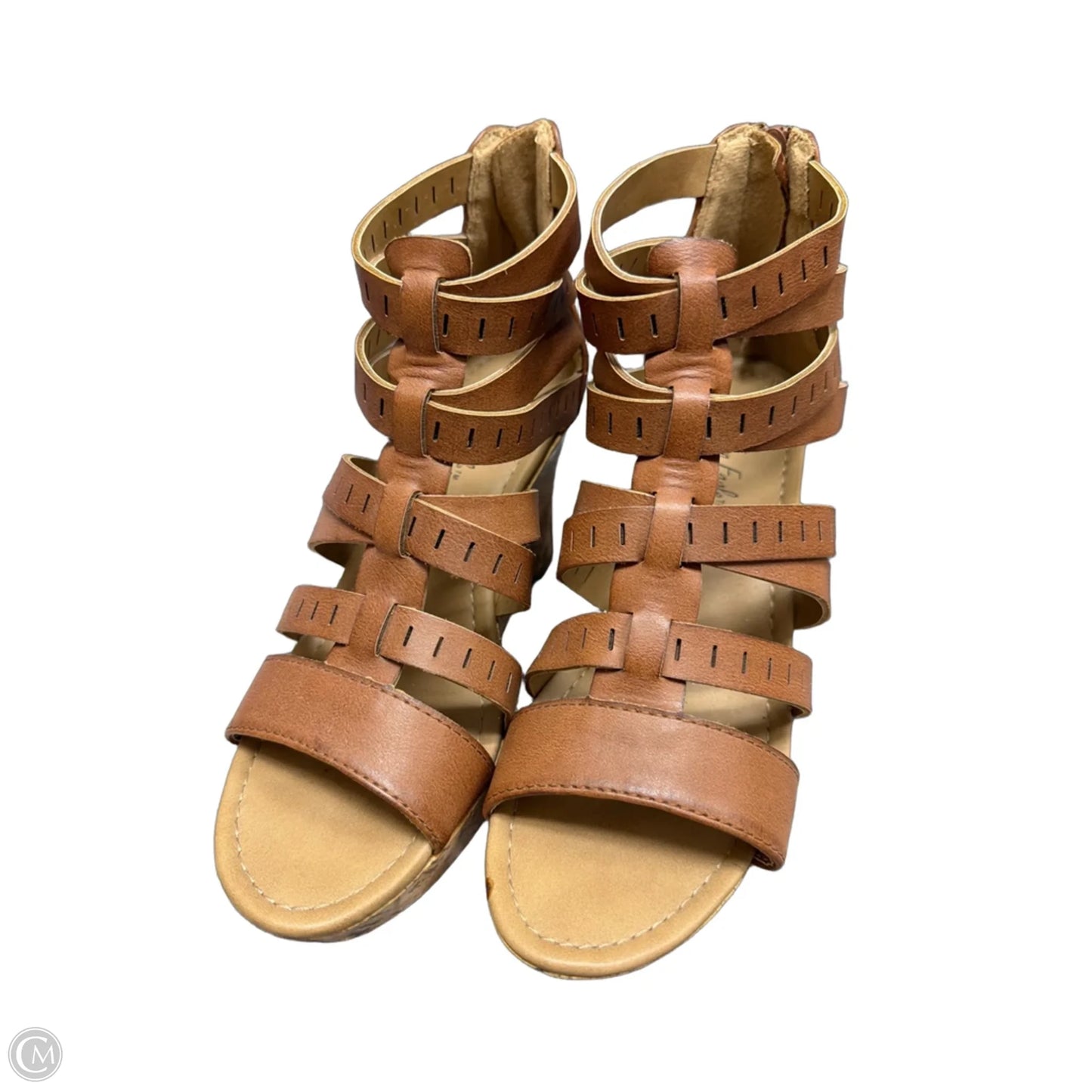 Sandals Heels Wedge By American Eagle In Brown, Size: 6.5