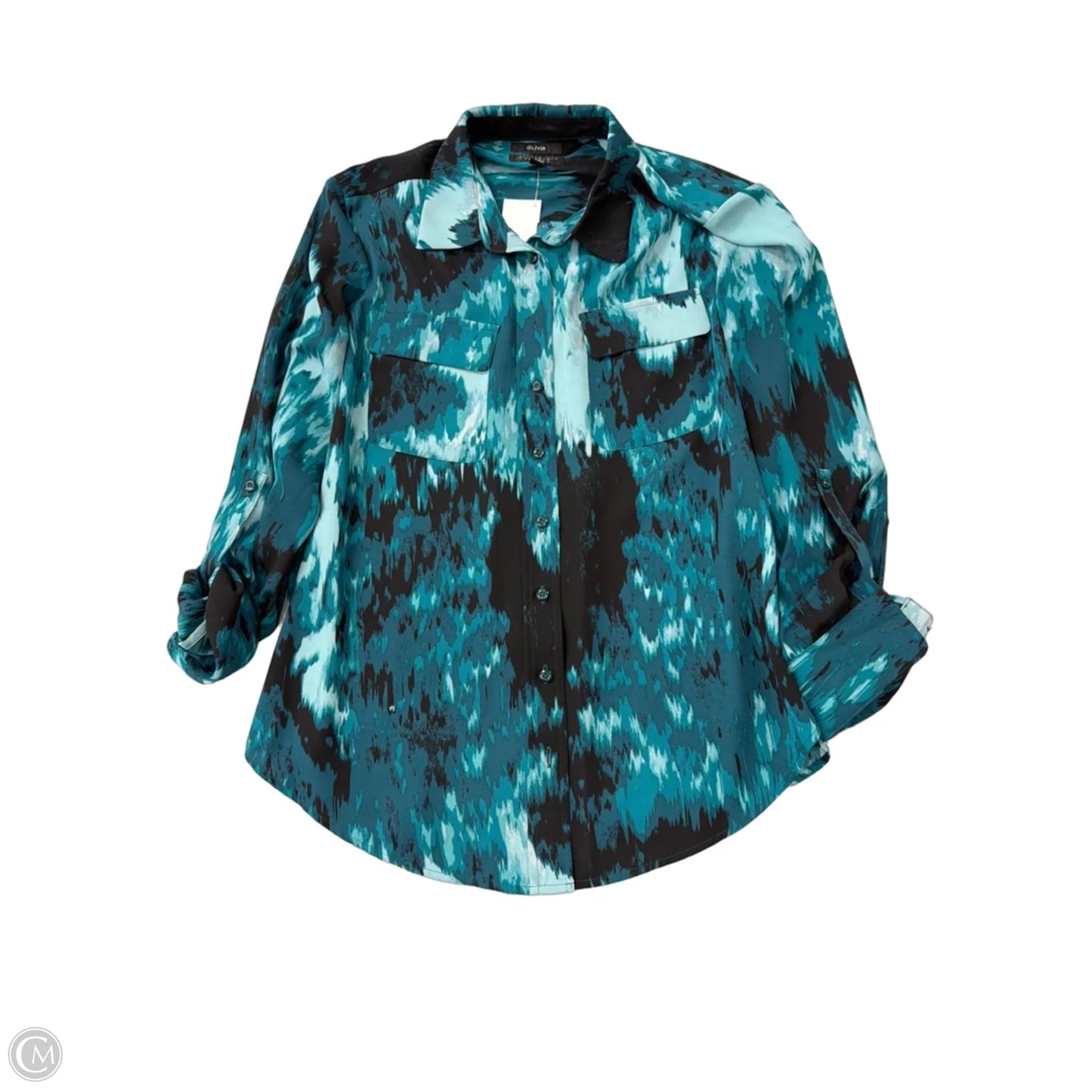 Top Long Sleeve By Investments In Black & Green, Size: Sp