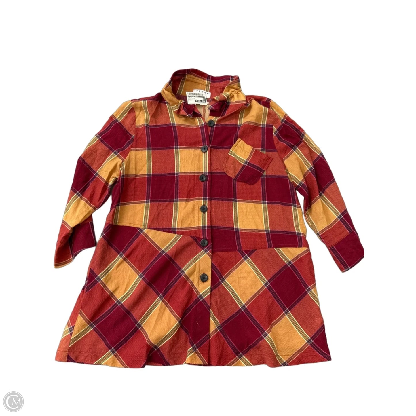 Top Long Sleeve By terra In Plaid Pattern, Size: M