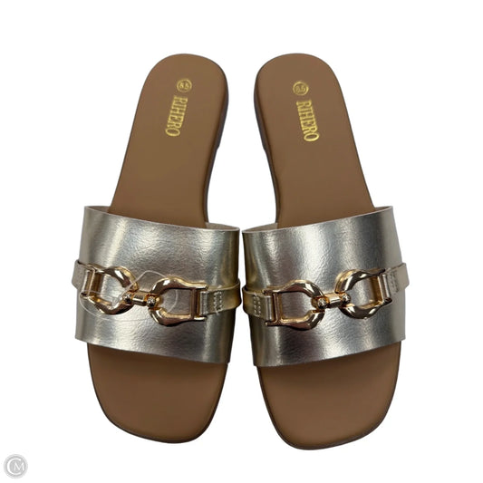 Sandals Flats By RIHERO In Gold, Size: 8.5
