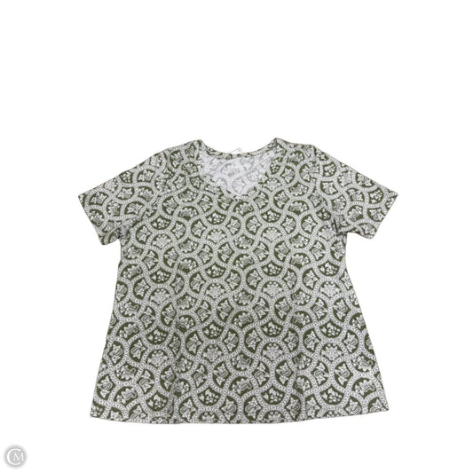 Top Short Sleeve By Lane Bryant In Green & White, Size: 1x