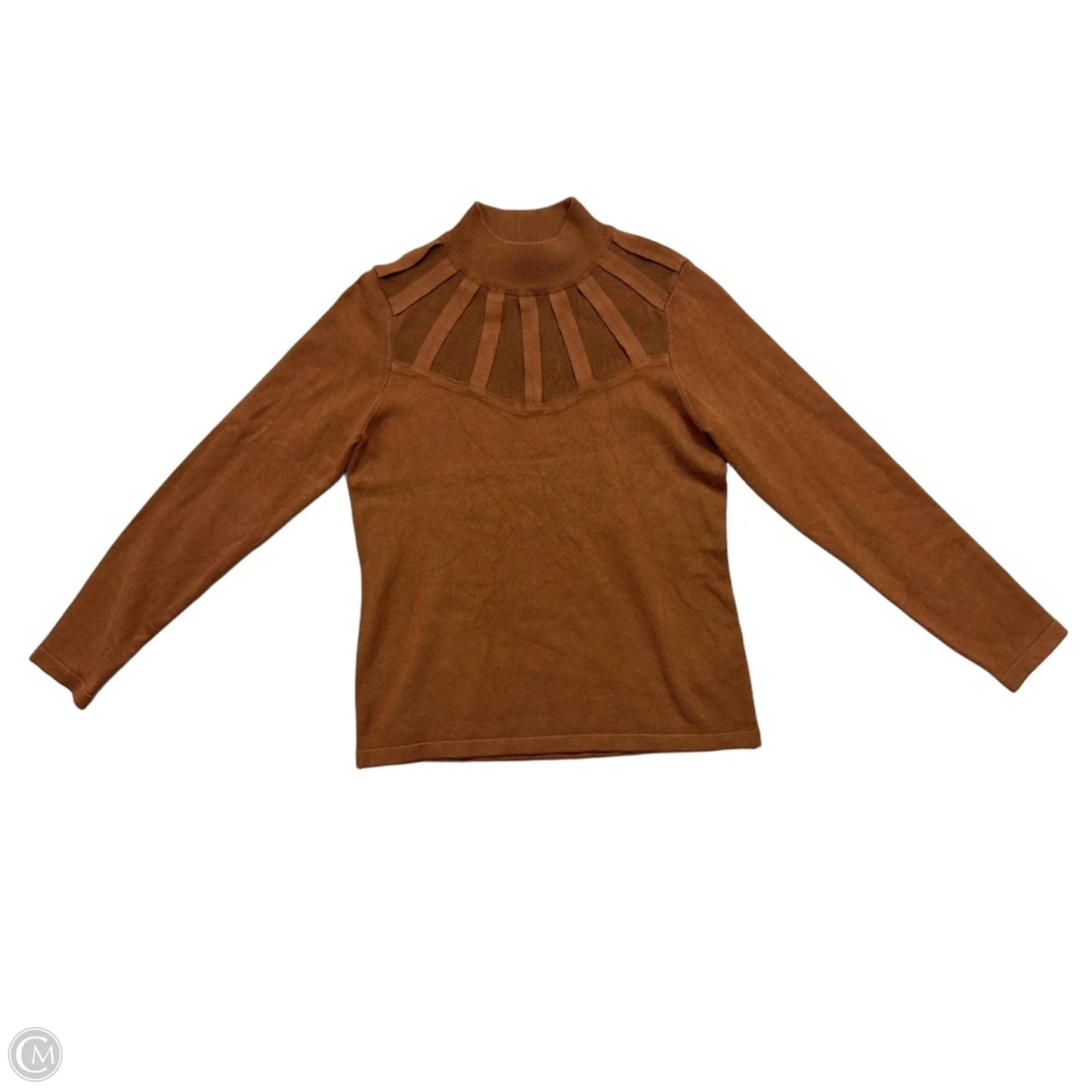 Top Long Sleeve By Carmen By Carmen Marc Valvo In Brown, Size: M