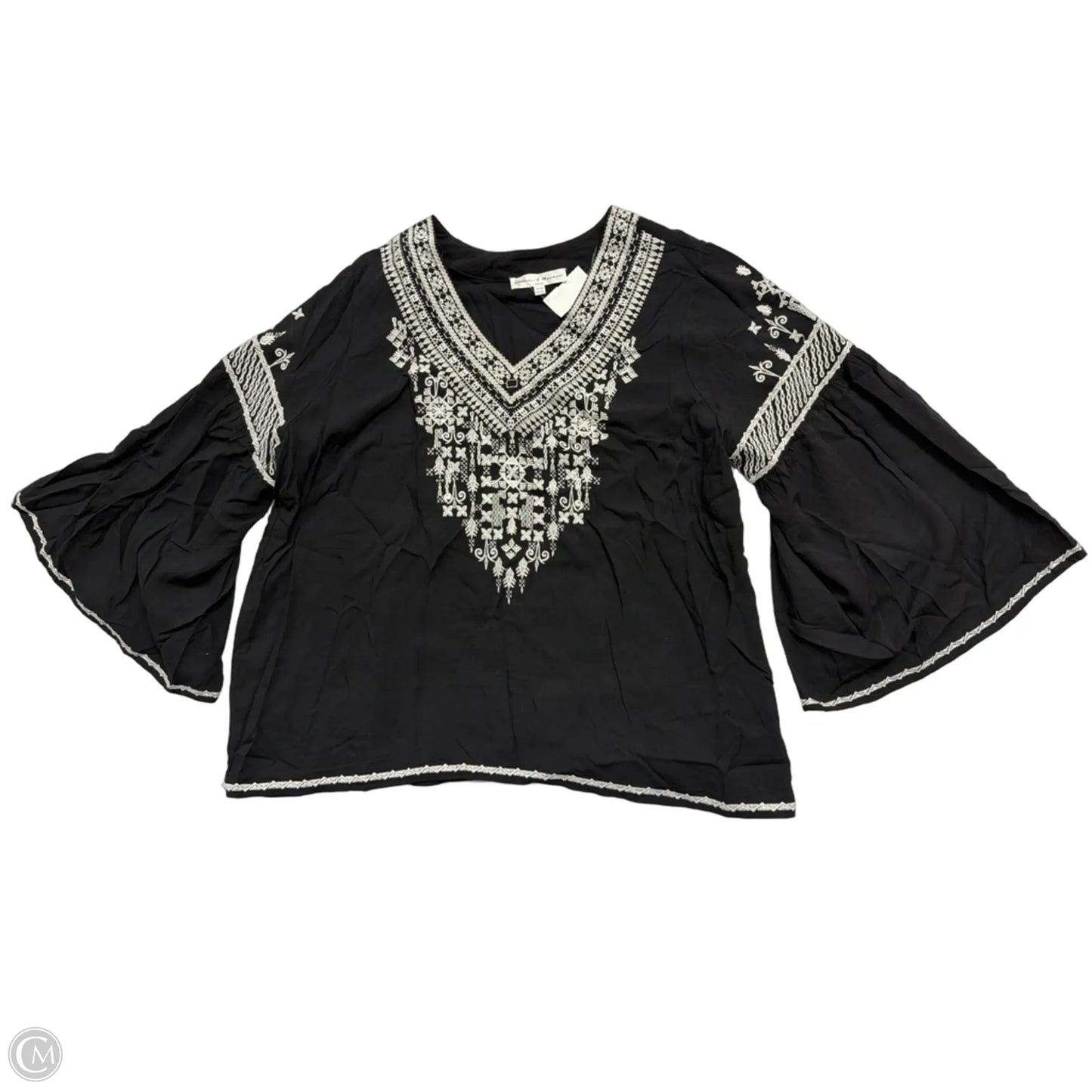 Top Long Sleeve By Chelsea And Theodore In Black & White, Size: 1x