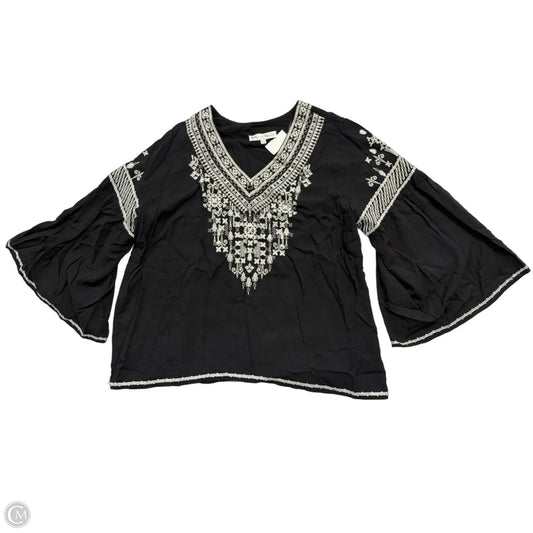 Top Long Sleeve By Chelsea And Theodore In Black & White, Size: 1x