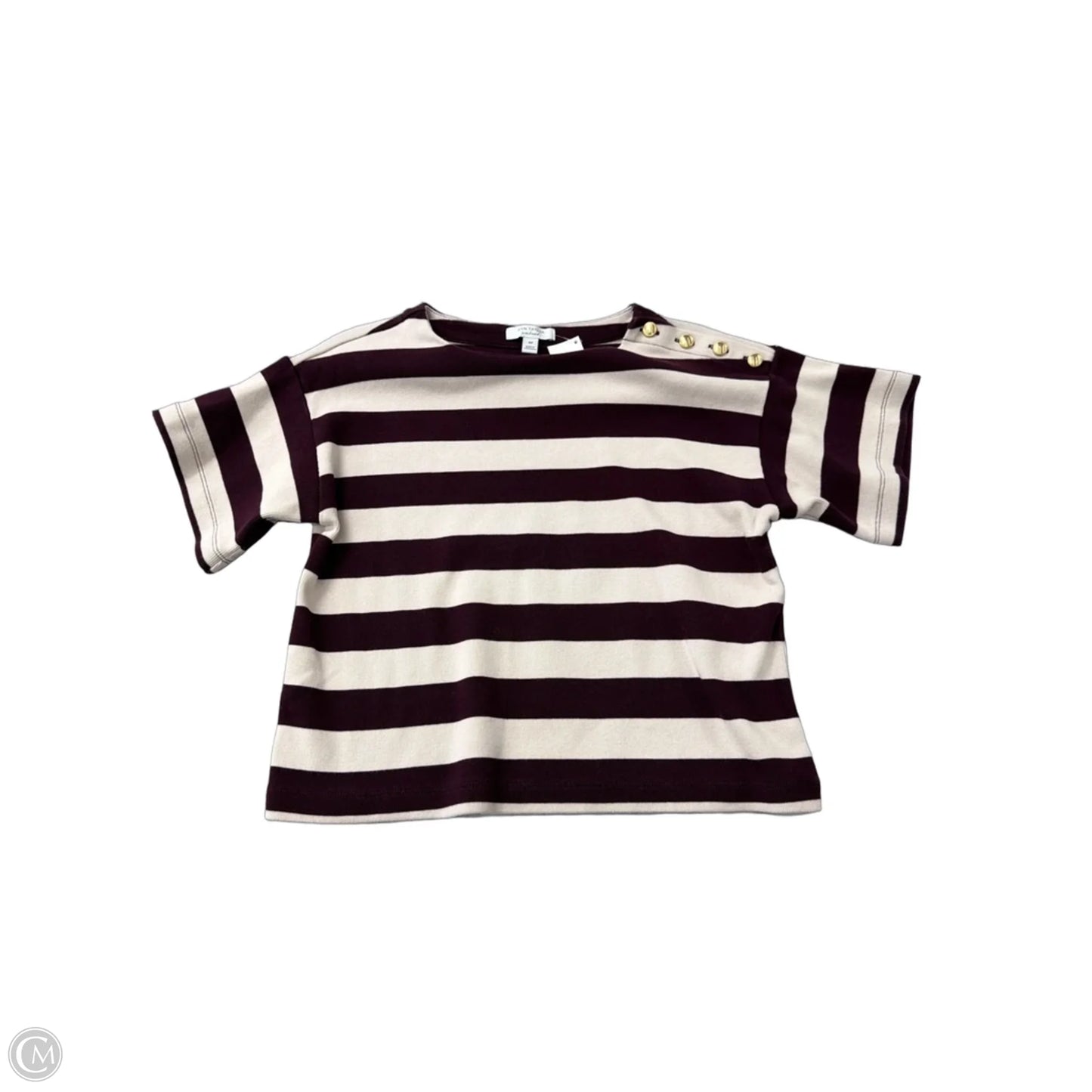 Top Short Sleeve By Ann Taylor In Striped Pattern, Size: Mp