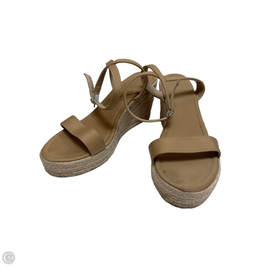 Sandals Heels Wedge By Clothes Mentor In Tan, Size: 9.5