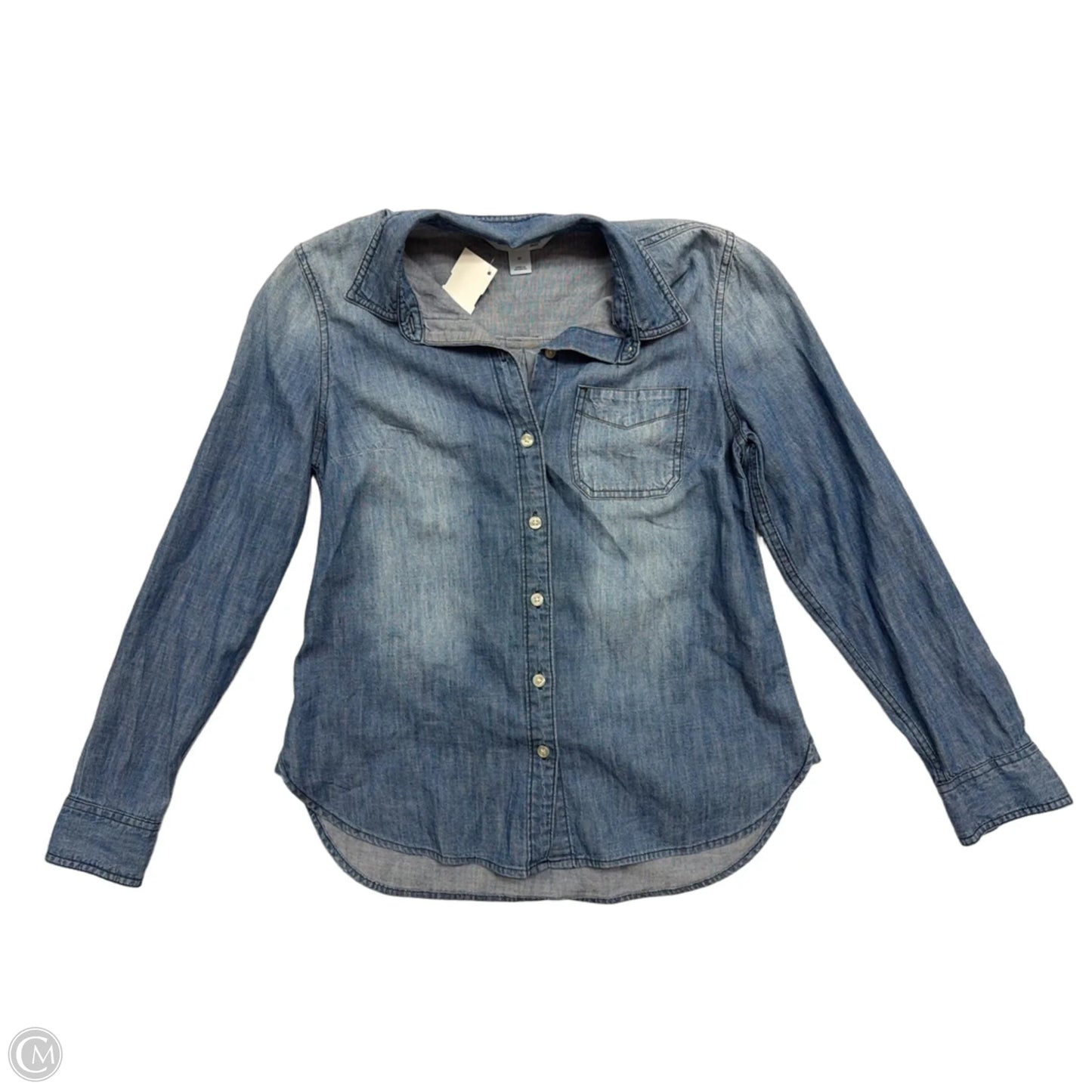 Top Long Sleeve By Old Navy In Blue Denim, Size: Xs