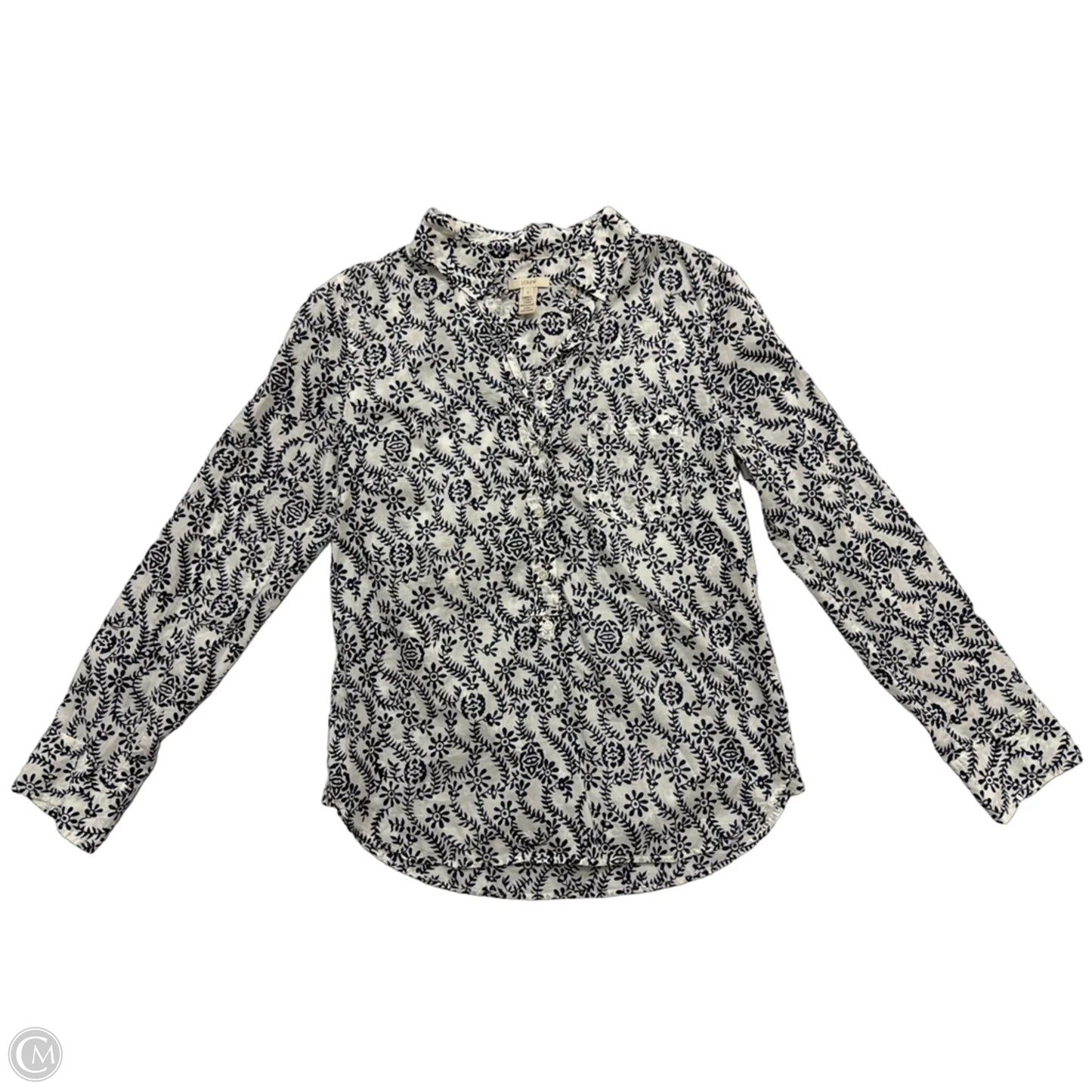 Top Long Sleeve By J. Crew In Blue & White, Size: S