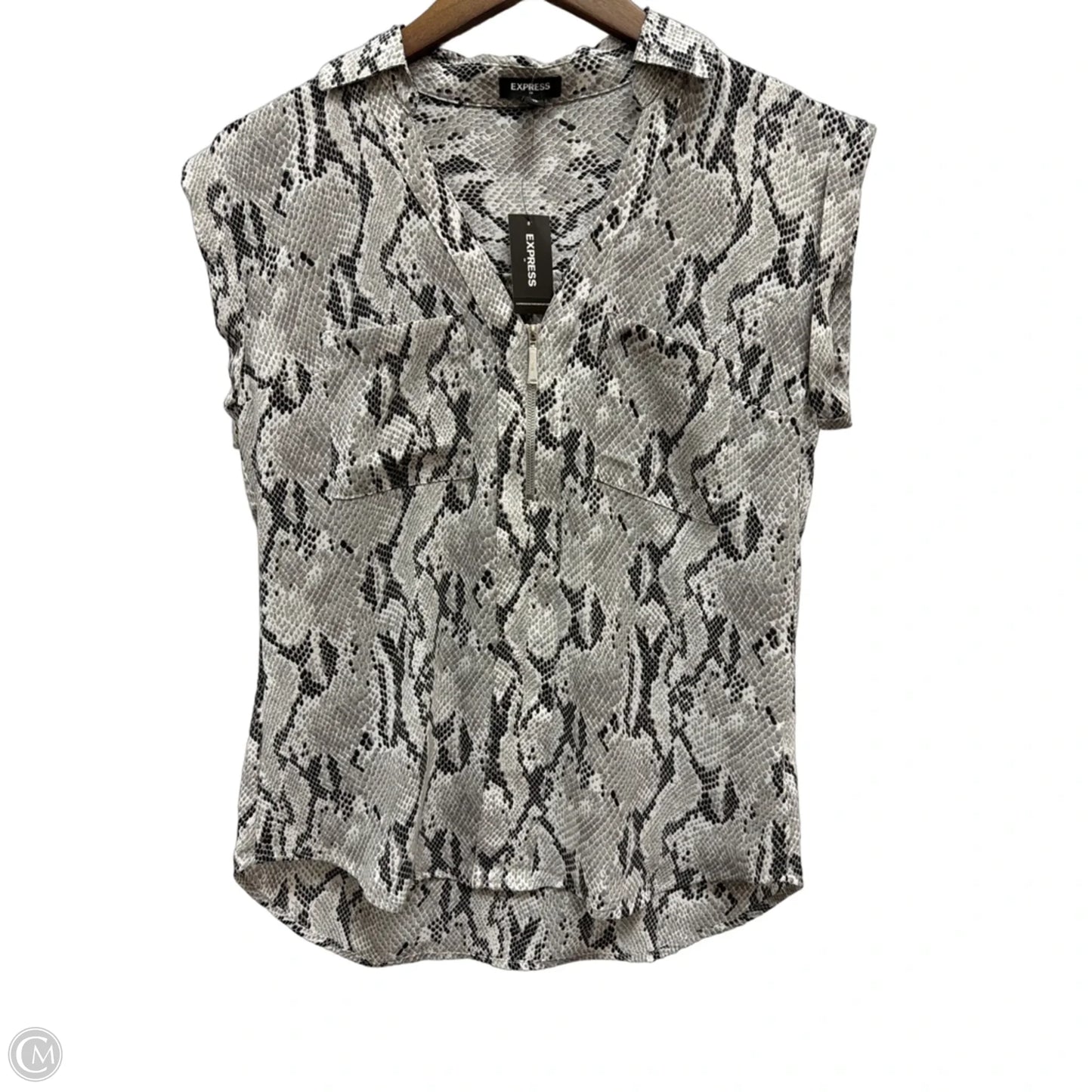 Top Short Sleeve By Express In Snakeskin Print, Size: Xs