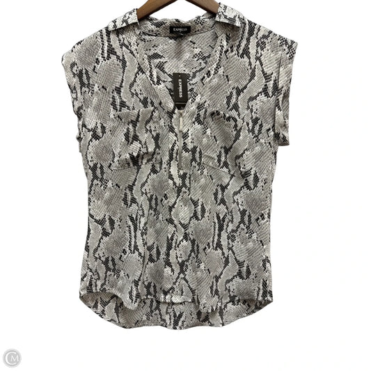 Top Short Sleeve By Express In Snakeskin Print, Size: Xs