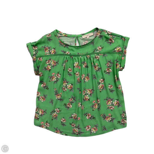 Top Short Sleeve By Loft In Floral Print, Size: M