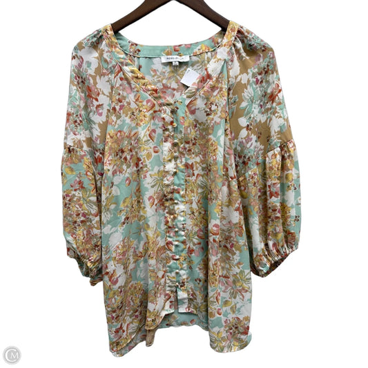 Top 3/4 Sleeve By Rose And Olive In Floral Print, Size: 1x